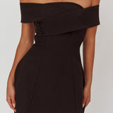 Midnight Moment Off-Shoulder Crossover Mini Dress Black