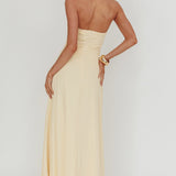 Azure Sun Halterneck Drop Waist Maxi Dress Yellow