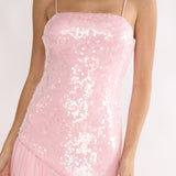 Azure Sun Drop Waist Split Maxi Dress Sequin Pink