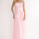 Azure Sun Drop Waist Split Maxi Dress Sequin Pink