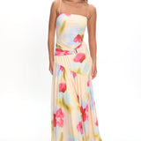 Azure Sun Drop Waist Split Maxi Dress Floral