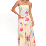 Azure Sun Drop Waist Split Maxi Dress Floral