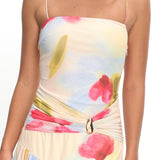 Azure Sun Drop Waist Split Maxi Dress Floral