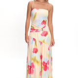 Azure Sun Drop Waist Split Maxi Dress Floral