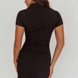 Elsbeth Collared Neckline Mini Dress Black