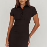Elsbeth Collared Neckline Mini Dress Black