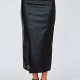 Kane Faux Leather Midi Skirt Black