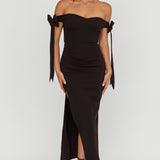 Have Faith Off-Shoulder Bow Sleeve Maxi Dress Black