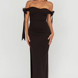 Have Faith Off-Shoulder Bow Sleeve Maxi Dress Black
