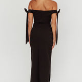 Have Faith Off-Shoulder Bow Sleeve Maxi Dress Black