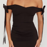 Have Faith Off-Shoulder Bow Sleeve Maxi Dress Black