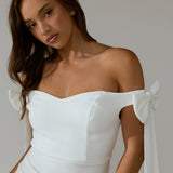 Have Faith Off-Shoulder Bow Sleeve Maxi Dress White