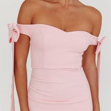 Have Faith Off-Shoulder Bow Sleeve Maxi Dress Baby Pink