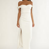 Have Faith Off-Shoulder Bow Sleeve Maxi Dress White