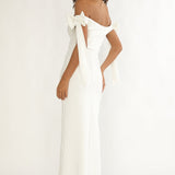 Have Faith Off-Shoulder Bow Sleeve Maxi Dress White