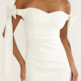 Have Faith Off-Shoulder Bow Sleeve Maxi Dress White