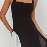 Lira Contrast Halter Maxi Dress Black/White