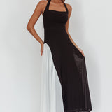 Lira Contrast Halter Maxi Dress Black/White
