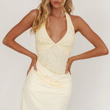 Summerland Lace Bodice Halter Mini Dress Butter
