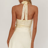 Summerland Lace Bodice Halter Mini Dress Butter