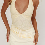 Summerland Lace Bodice Halter Mini Dress Butter