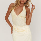 Summerland Lace Bodice Halter Mini Dress Butter