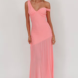 Treasure Sheer Hem Maxi Dress Pink