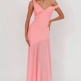 Treasure Sheer Hem Maxi Dress Pink