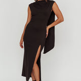 Looks Of Love Shoulder Sash Maxi Dress Black