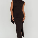 Looks Of Love Shoulder Sash Maxi Dress Black