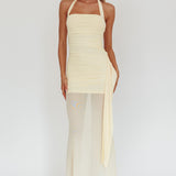 Rebekkah Halterneck Side Sash Maxi Dress Butter