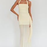 Rebekkah Halterneck Side Sash Maxi Dress Butter