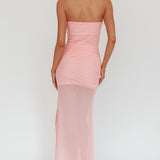 Rebekkah Halterneck Side Sash Maxi Dress Pink