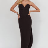 Maelie Sweetheart Neckline Pleated Bodice Maxi Dress Black