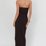 Maelie Sweetheart Neckline Pleated Bodice Maxi Dress Black
