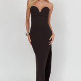 Maelie Sweetheart Neckline Pleated Bodice Maxi Dress Black