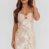 Sun Rise Contrast Bust Sequin Mini Dress Champagne