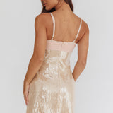 Sun Rise Contrast Bust Sequin Mini Dress Champagne