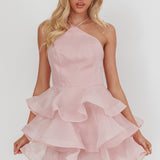 Kiera Layered Ruffle Strappy Mini Dress Pink