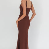 Shelbie Sheer Waist Maxi Dress Chocolate