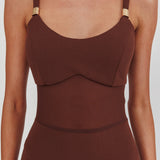 Shelbie Sheer Waist Maxi Dress Chocolate