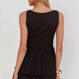 Swing It Double Layer Hem Mini Dress Black