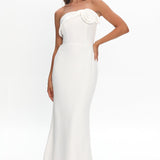 Amellia Off-Shoulder Rosette Maxi Dress White