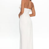 Amellia Off-Shoulder Rosette Maxi Dress White