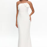 Amellia Off-Shoulder Rosette Maxi Dress White