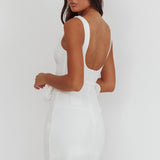 Goldy Rose Waist Decoration Mini Dress White
