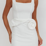 Goldy Rose Waist Decoration Mini Dress White