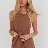 Eniola Asymmetric Neckline Halter Top Chocolate
