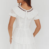 Rayelle Puff Sleeve Ruffle Eyelet Embroidery Mini Dress White