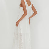 Lead Me On Lace Panel Maxi Dress White
